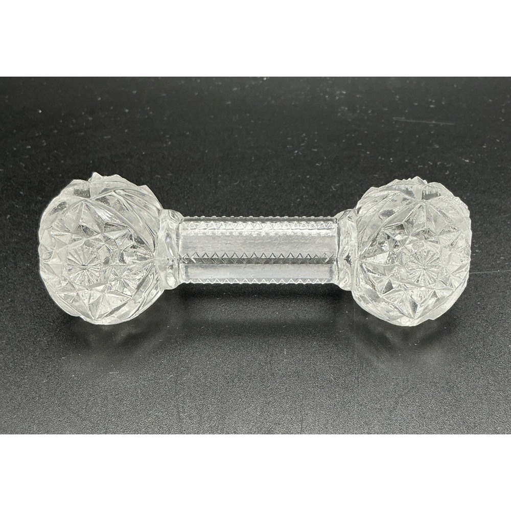 Vintage Imperial Glass Barbell Knife Rest 4" Pressed Glass Clear Dumbbell EAPG